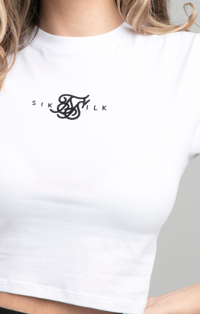 Cargar imagen en el visor de la galería, SikSilk Dual Logo Slim Crop Tee - White (1)